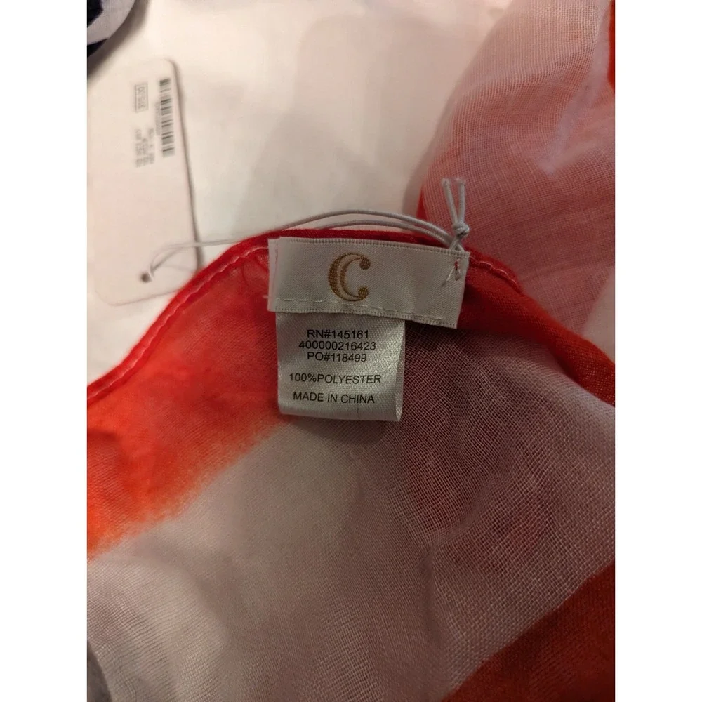 Charming Charlie ? red white blue flag stars & stripes womens neck scarf 68x24" - Picture 4 of 5